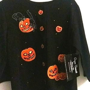 Arched Cats & Grinning Pumpkins 100% Cotton NWT